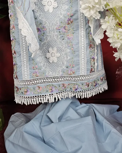 Ice Blue Cotton Silk Suit Set