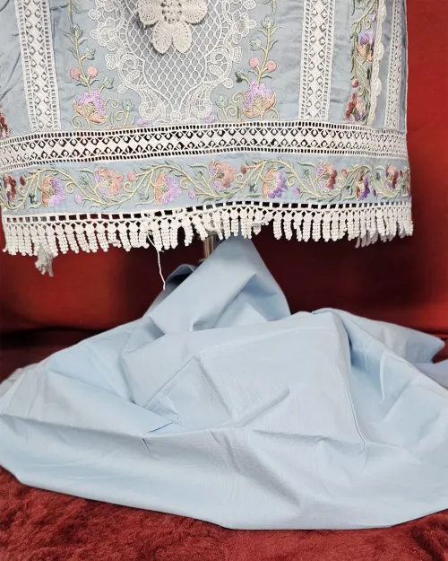 Ice Blue Cotton Silk Suit Set
