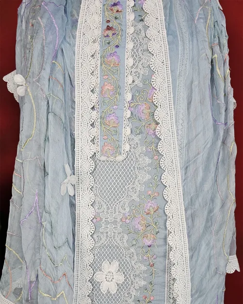 Ice Blue Cotton Silk Suit Set