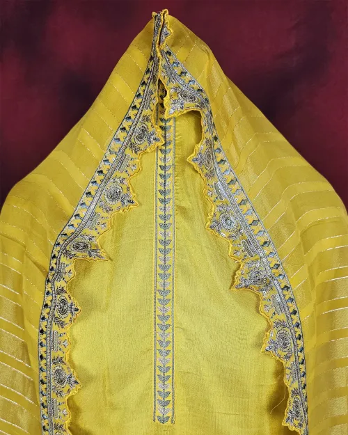 Yellow Silk Party Wear Suit