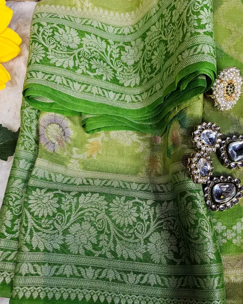 Light Green Zari Work Georgette Suit