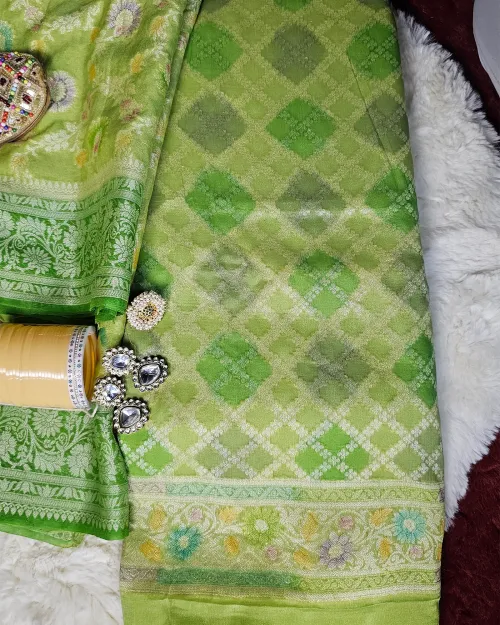 Light Green Zari Work Georgette Suit