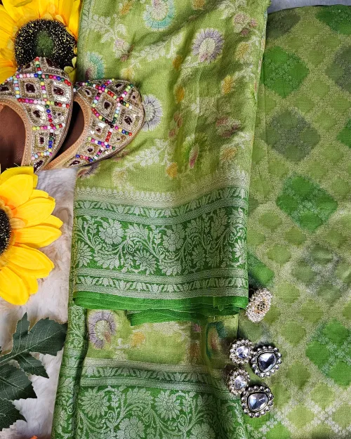 Light Green Zari Work Georgette Suit