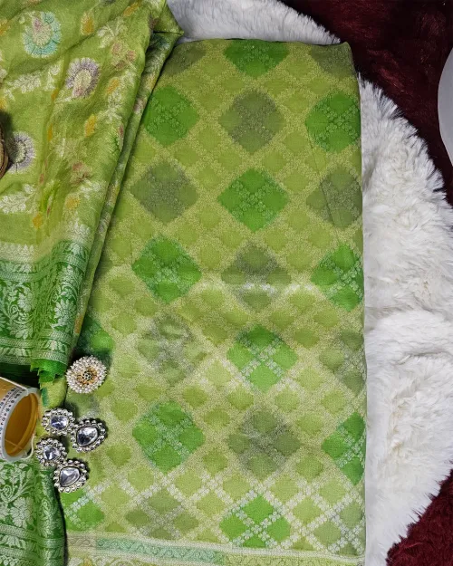 Light Green Zari Work Georgette Suit