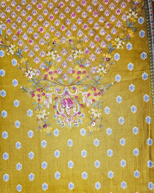 Yellow Color Casual Wear Muslin Suit