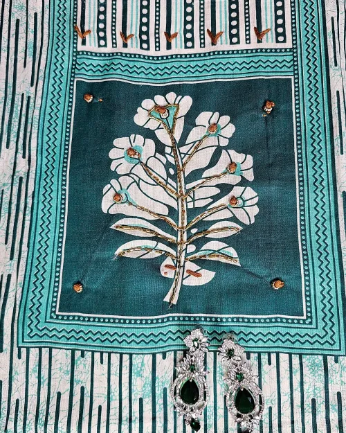 Light Blue Cotton Unstitched Salwar Suit Set