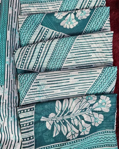 Light Blue Cotton Unstitched Salwar Suit Set