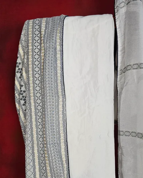 White Cotton Silk Printed Unstitched Suit Set