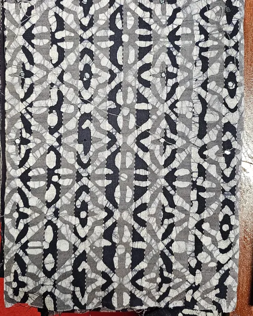 Black and White Printed Cotton Unstitched Salwar Suit Set