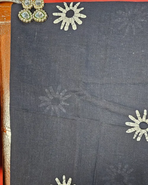 Black and White Printed Cotton Unstitched Salwar Suit Set