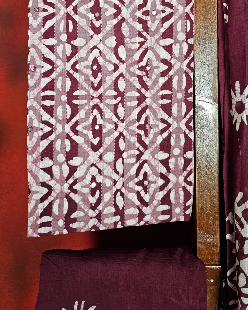 Maroon Color Cotton Salwar Suit Set