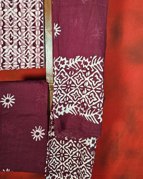 Maroon Color Cotton Salwar Suit Set