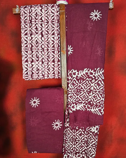 Maroon Color Cotton Salwar Suit Set