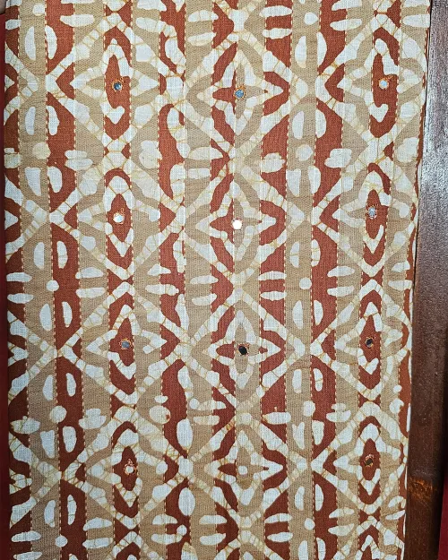 Brown Cotton Unstitched Suit Set