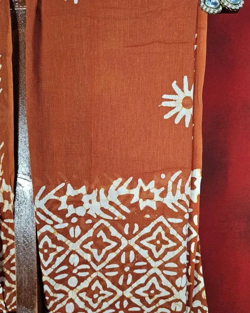 Brown Cotton Unstitched Suit Set