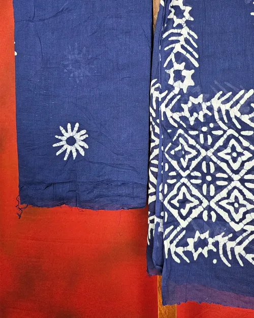 Blue Casual Wear Cotton Suit