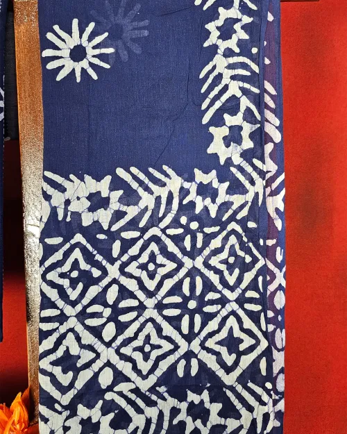 Blue Casual Wear Cotton Suit