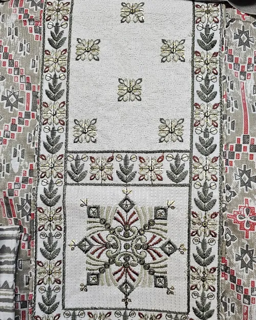 Grey Color Cotton Unstitched Salwar Suit