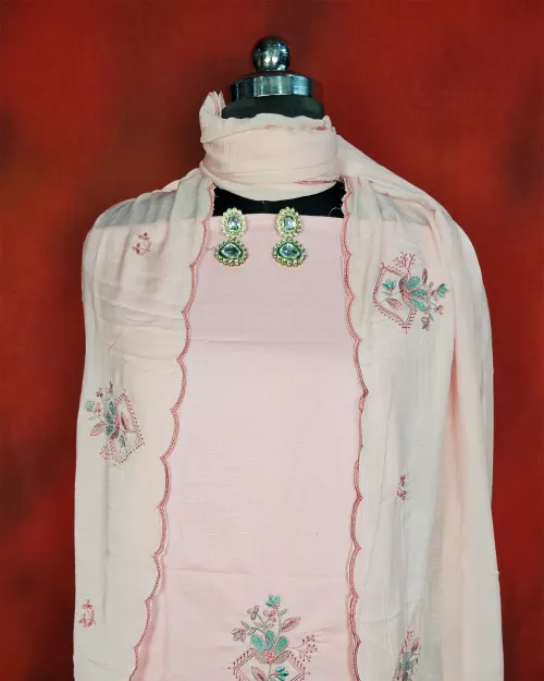 Peach Colour Cotton Unstitched Salwar Suit