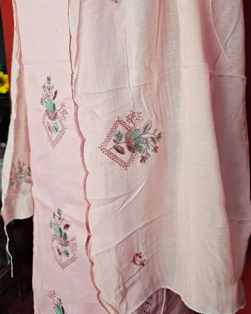 Peach Colour Cotton Unstitched Salwar Suit