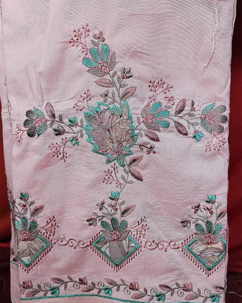 Peach Colour Cotton Unstitched Salwar Suit