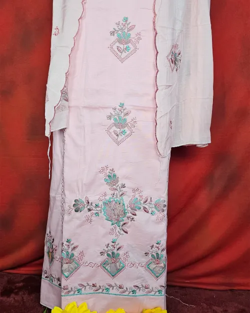 Peach Colour Cotton Unstitched Salwar Suit