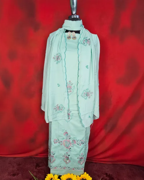 Blue Colour Cotton Unstitched Salwar Suit