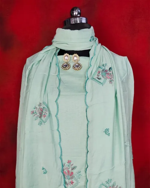 Blue Colour Cotton Unstitched Salwar Suit