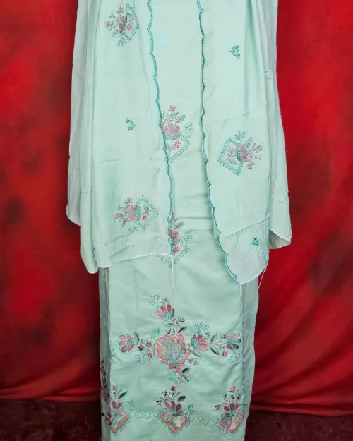 Blue Colour Cotton Unstitched Salwar Suit