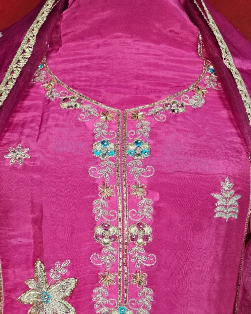 Rani Colour Organza Unstitched Salwar Suit Set