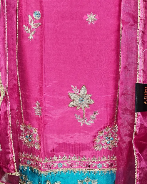 Rani Colour Organza Unstitched Salwar Suit Set