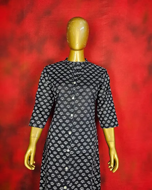 Grey Straight Readymade Cotton Suit Set