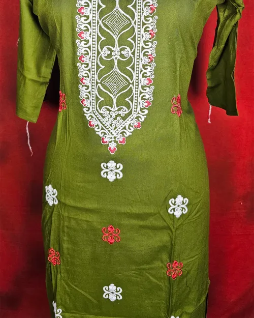 Green Color Readymade Cotton Kurti