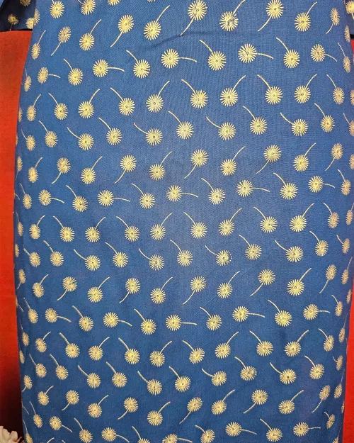 Navy Blue Cotton Readymade Straight Kurti