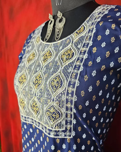 Navy Blue Readymade Cotton Kurti