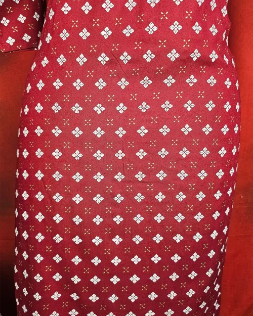 Maroon Readymade Cotton Kurti