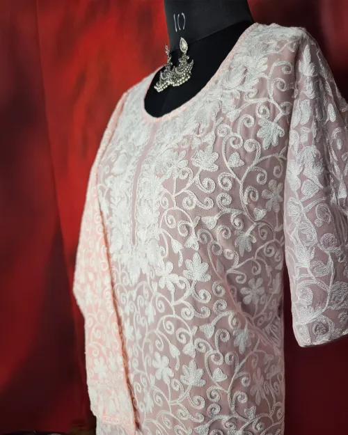 Peach Color Readymade Cotton Straight Kurti