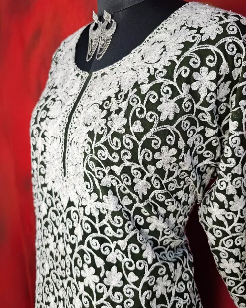 Bottle Cream Readymade Cotton Kurti