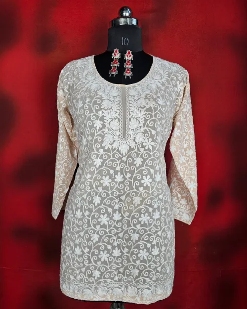 Peach Readymade Cotton Kurti