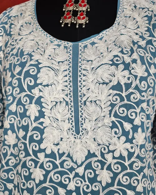 Ice Blue Readymade Cotton Kurti