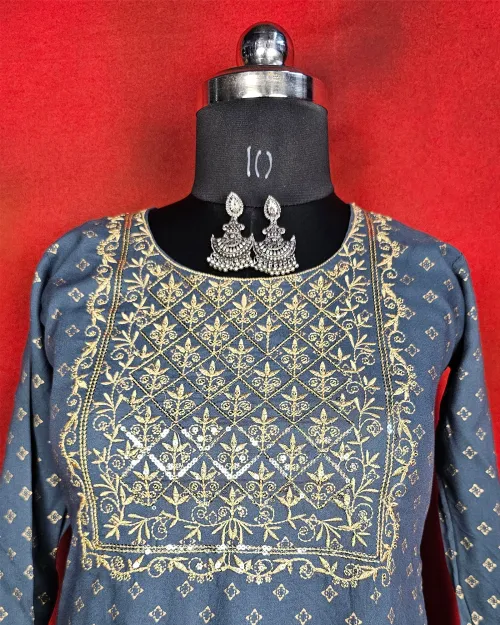 Grey Color Readymade Cotton Kurti