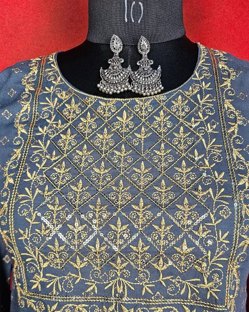 Grey Color Readymade Cotton Kurti