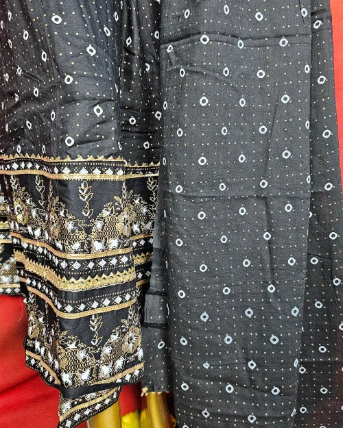 Black Readymade Cotton Anarkali Suit Set