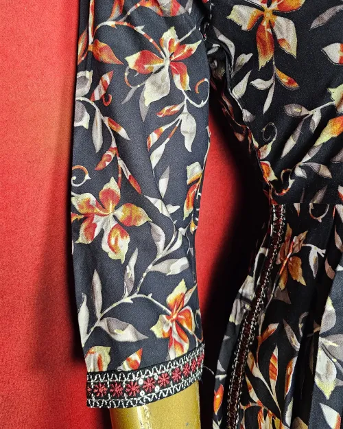 Black Color Naira Cut Readymade Cotton Suit Set