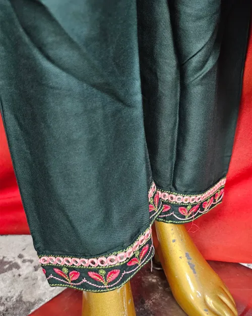 Green Printed Readymade Cotton Anarkali Suit Set