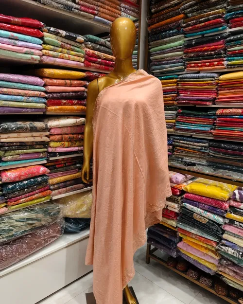 Peach Colour Cotton Silk Unstitched Salwar Suit Set