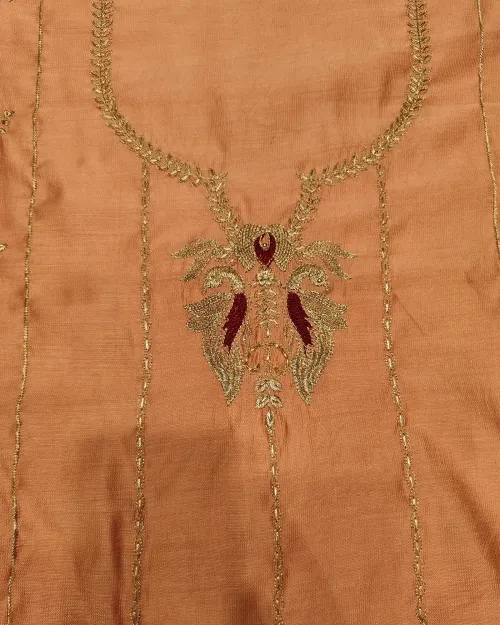 Peach Colour Cotton Silk Unstitched Salwar Suit Set