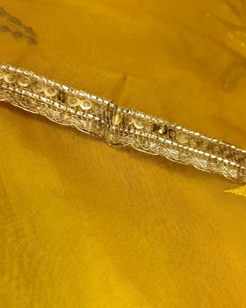 Yellow Organza Unstitched Salwar Suit Set