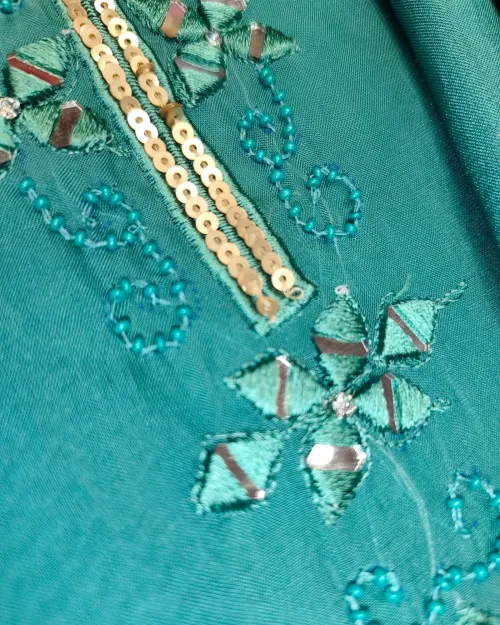 Sky Blue Organza Unstitched Salwar Suit Set