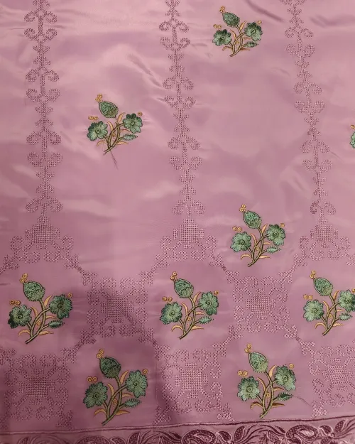 Pink Crepe Silk Unstitched Salwar Suit Set